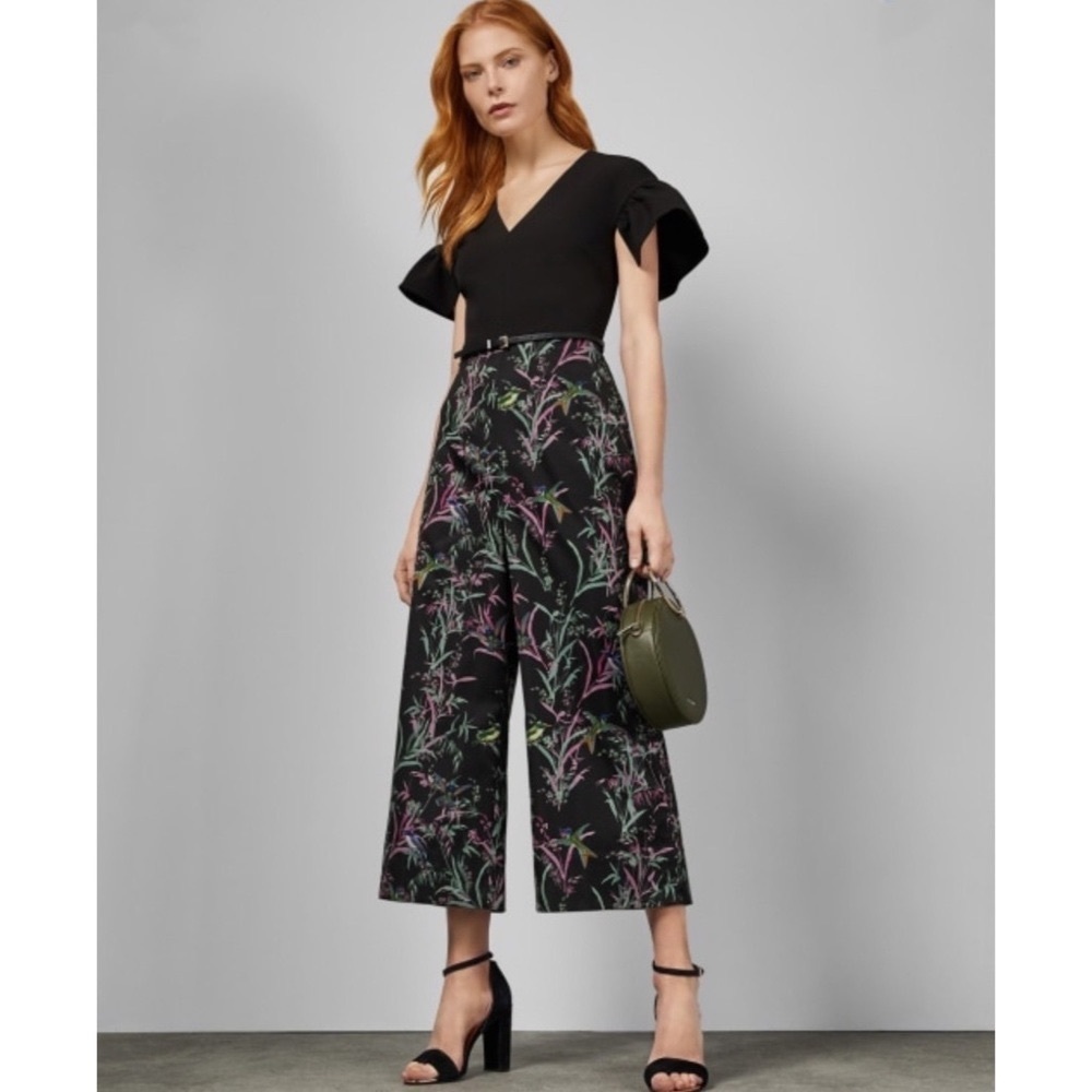 Ted Baker London Black Floral Print Jumpsuit
